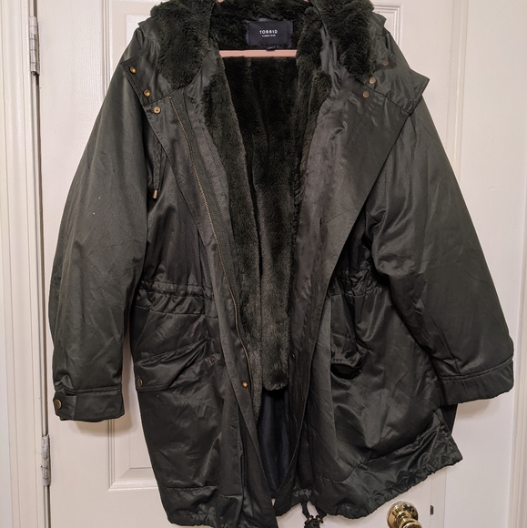 Plus Size Olive Green Parka - Picture 1 of 3